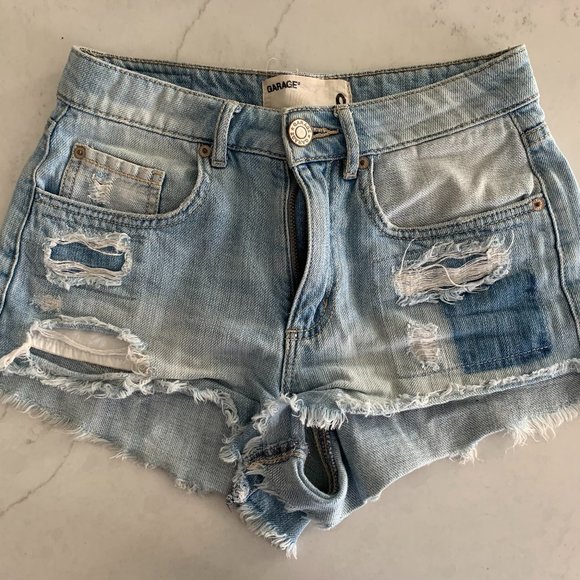 GARAGE PATCHWORK DENIM SHORTS - Picture 1 of 4